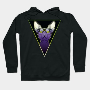 Three eyes creepy spooky sphynx cat Hoodie